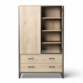 Wooden storage cabinet with metal frame and adjustable shelves 180 x 80 x 40cm