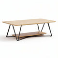 Wood and metal coffee table with lower shelf 120 x 60 x 45cm for living room