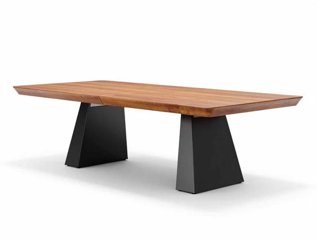 Wood dining table with black metal legs 200 x 100 x 75cm