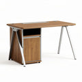 Wooden desk with metal legs and storage cabinet 120 x 60 x 75cm