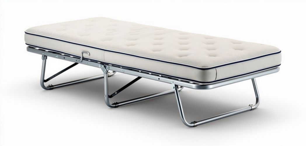 Folding bed with metal frame and upholstered mattress 190 x 80 x 15cm
