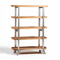 Wooden shelving unit with metal frame 80 x 30 x 150cm for storage and display