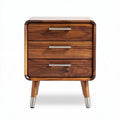 Modern wooden nightstand with three drawers and metal legs 45 x 40 x 60cm