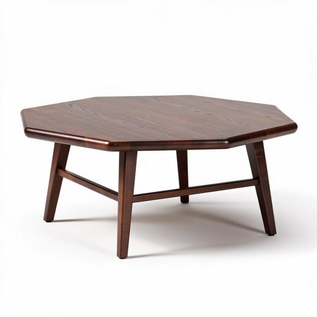 Hexagonal wooden coffee table with natural finish 60 x 60 x 35cm