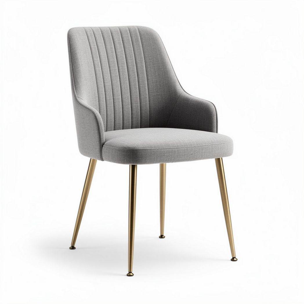 Upholstered dining chair with metal legs in light gray fabric 50 x 55 x 85cm
