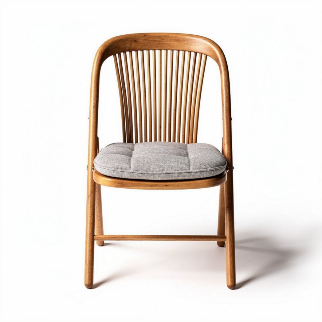 Wooden dining chair with upholstered seat and curved back design 45 x 45 x 85cm